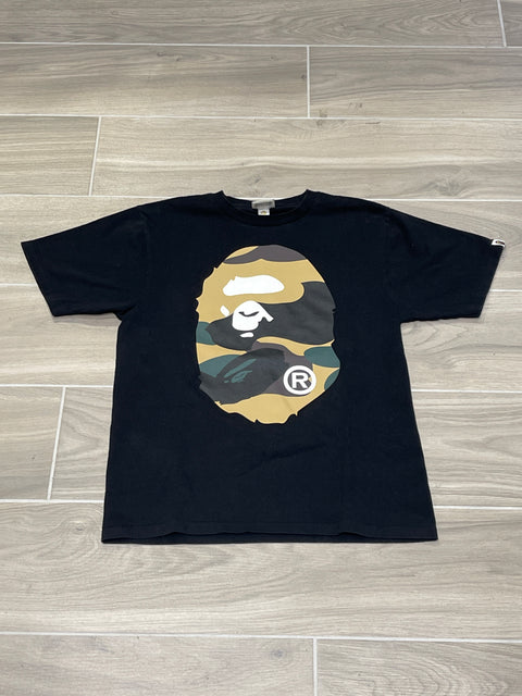 BAPE Trial Camo Big Ape Head Tee Black/Green Sz M