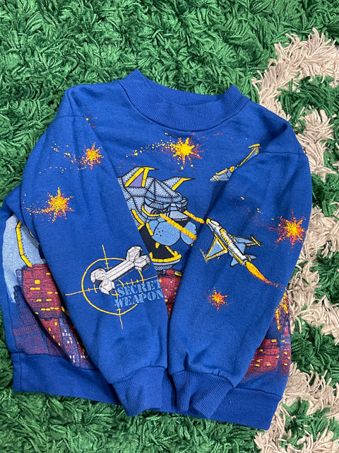 Zabaione Kids Vintage Kid Blue Crewneck AOP Dogzilla City