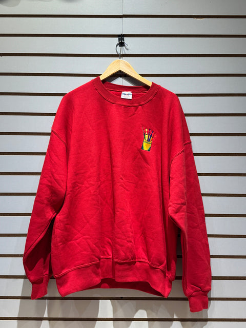 Vintage Jerzees Crayola Crayons Embroidered Red Crewneck Sweatshirt Sz XXL