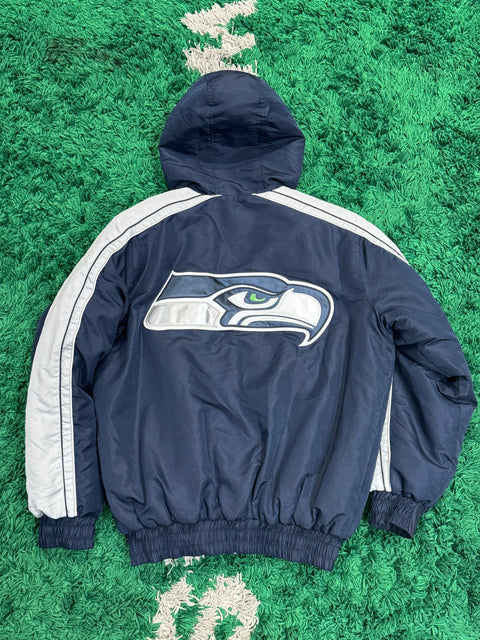 NFL Seattle Seahawks Navy Puffer Jacket Sz M