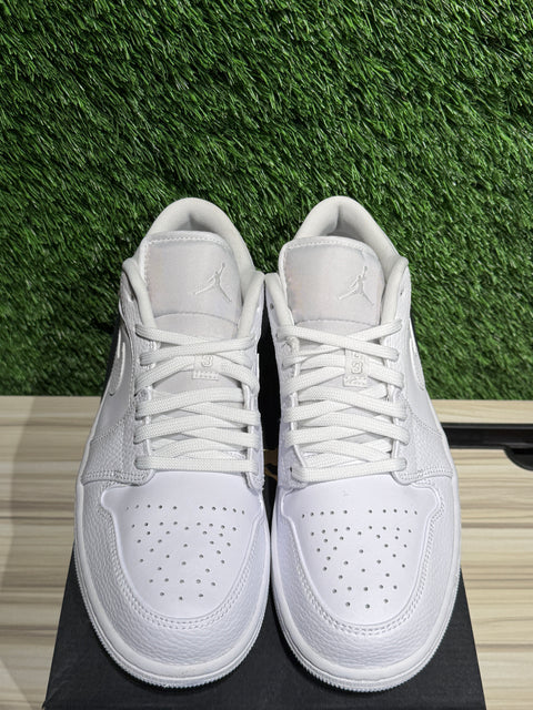 Jordan 1 Low Triple White Tumbled Leather Sz 8.5