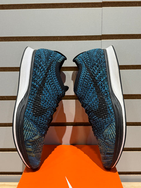 Nike Flyknit Racer Blue Glow Yellow Strike Sz 9.5