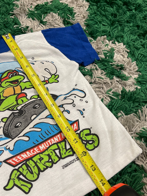 Vintage 1990 Kids Turtles Ninja Raphael Teenage Mutant Hero Surfing Kids T Shirt