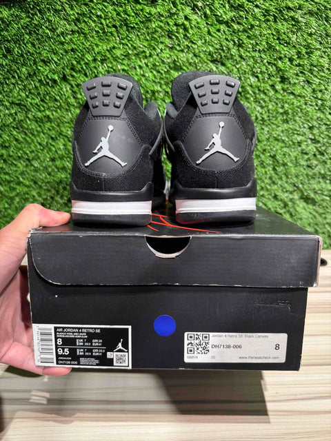 Jordan 4 Retro SE Black Canvas Sz 8M