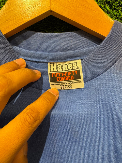 Vtg True 80s Blue 50/50 Thin Las Bondiga Tee Sz S