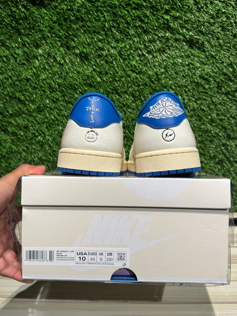 Jordan 1 Retro Low OG SP Fragment x Travis Scott Sail Military Blue Sz 10