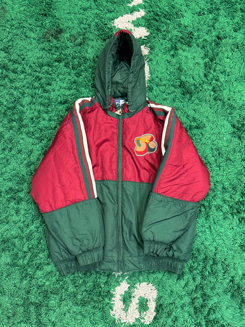 Vintage Seattle Supersonics Starter Puffer Jacket Maroon Sz L