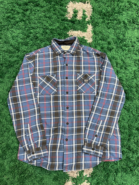 Denim & Supply Ralph Lauren Western Cat Eye Button Shirt Blue Plaid Rodeo