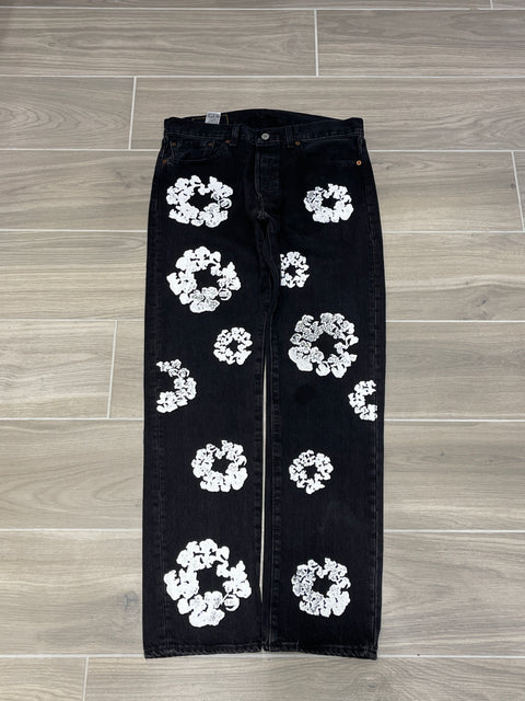 Denim Tears x Levi's Cotton Wreath 501 Black Jeans 33x32