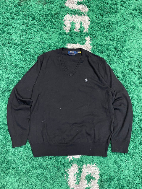Polo Ralph Lauren black V-neck Sweater Merino Wool