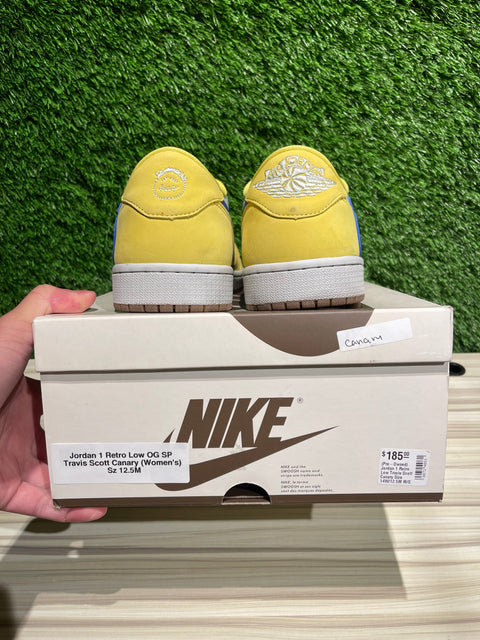 Jordan 1 Retro Low OG SP Travis Scott Canary (Women's) Sz 12.5M
