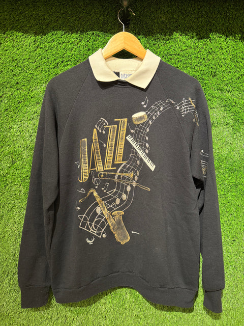 Unique VTG Jazz 90s Music Collared L/S Sz XL