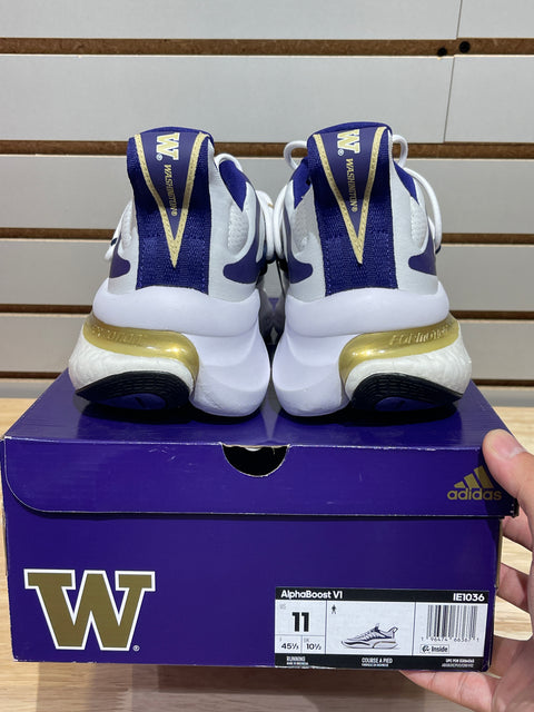 adidas Washington Alphaboost V1 Cloud White Team College Purple Core Black Sz 11