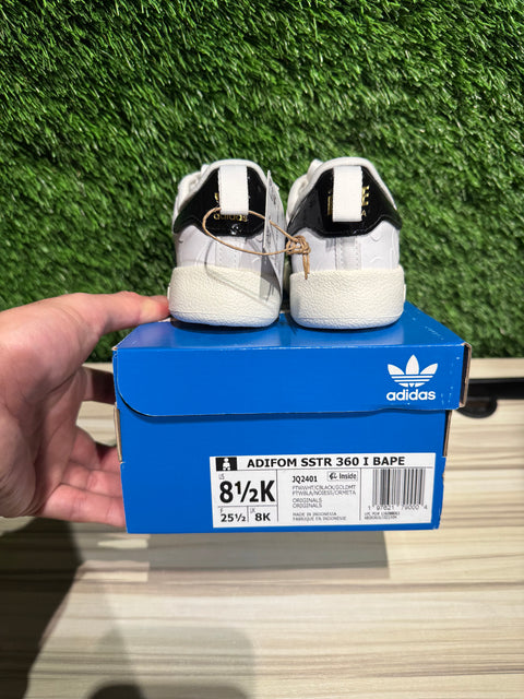 adidas Superstar 360 Bape White Black (TD) Sz 8.5k
