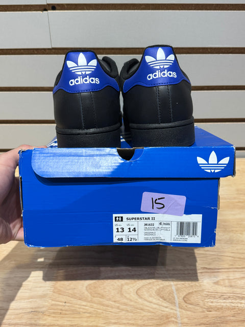 adidas Superstar II Core Black Semi Lucid Blue Cloud White Sz 13