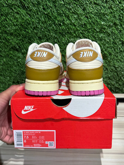 Nike Dunk Low SE Just Do it Bronzine Pink (Women's) Sz 6M