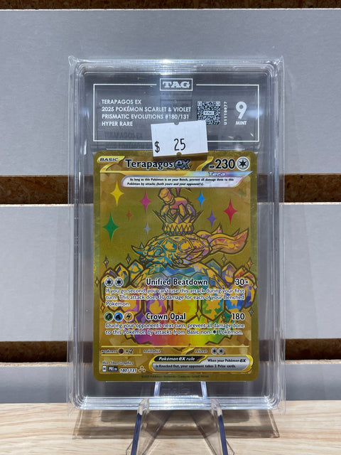 TERAPAGOS EX 2025 POKÉMON SCARLET & VIOLET PRISMATIC EVOLUTIONS #180/131 HYPER RARE TAG 9
