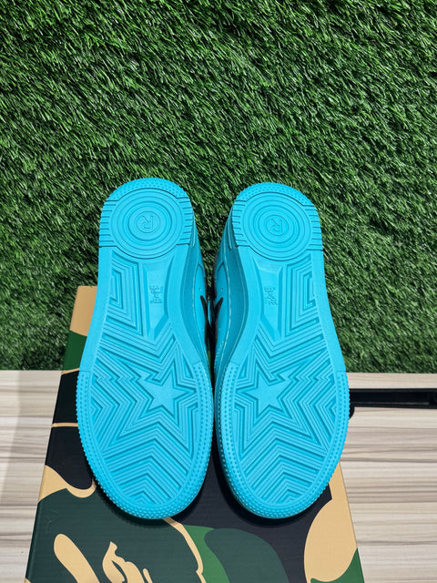 A Bathing Ape Bape Sta #1 Turquoise Blue Black Patent Leather Sz 7M