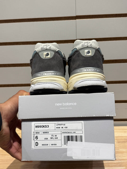 New Balance 990v3 MiUSA Kith Steel Blue Sz 6M