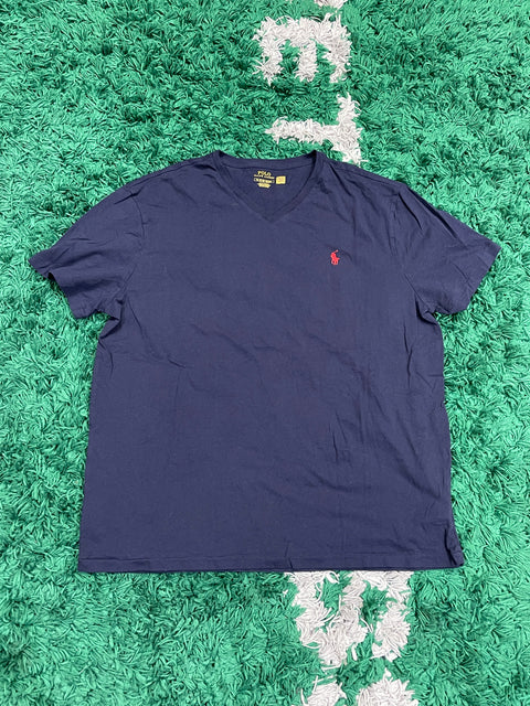 Polo Ralph Lauren Navy V-Neck Shirt Red Pony