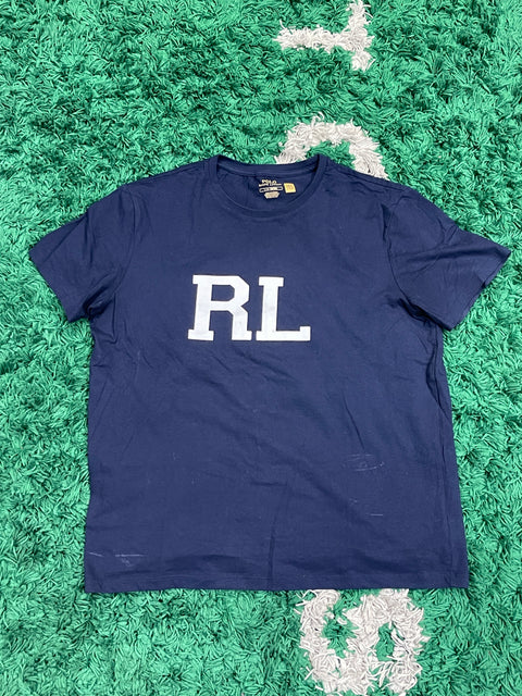 Polo Ralph lauren Navy Shirt With White RL Logo Graphic