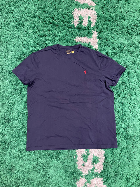 Polo Ralph Lauren Navy Blue Cotton T-Shirt Red Pony
