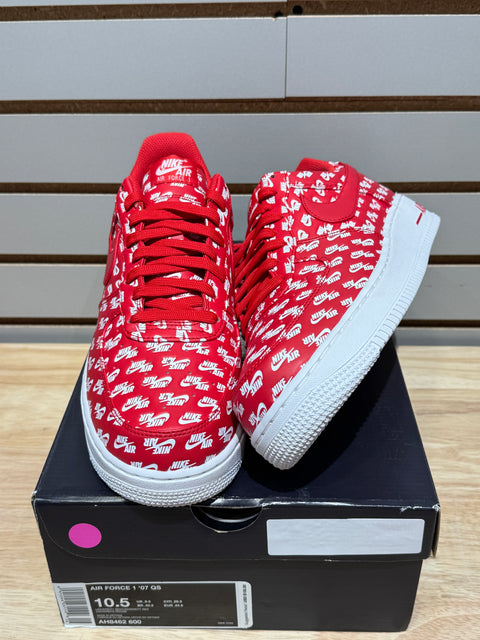 Nike Air Force 1 Low All Over Logo Red Sz 10.5