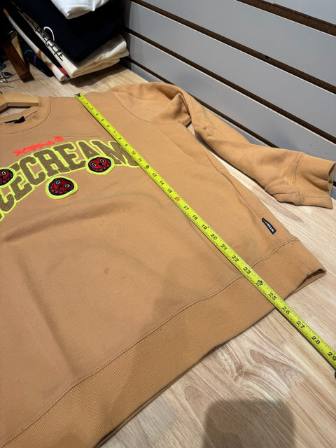 Billionaire Boys Club BBC Icecream Spellout Brown Tan Crewneck Sweater Sz M