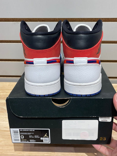 Jordan 1 Mid Multi-Color Swoosh Sz 9M