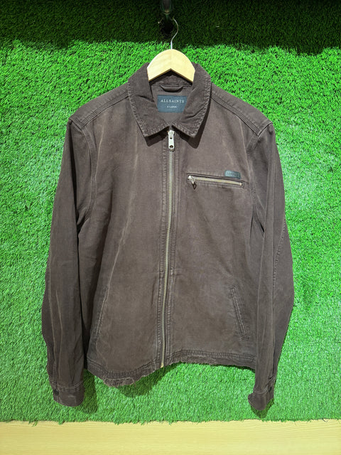 All Saints Brown Rothwell Full-Zip Jacket Sz XL