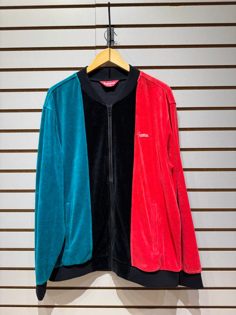 Supreme Velour Zip Up Jacket Black Sz XL