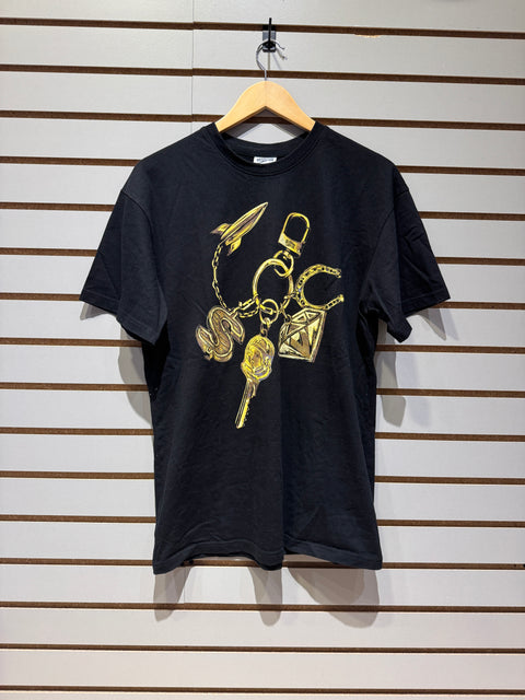 Billionaire Boys Club BBC Gold Keychain Black Tee Sz S