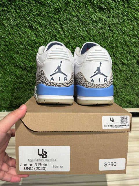 Jordan 3 Retro UNC (2020) Sz 12M