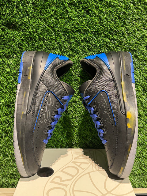 Jordan 2 Retro Low SP Off-White Black Blue Sz 9