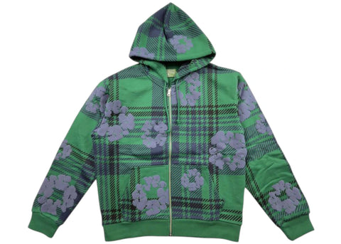 Denim Tears Plaid Cotton Wreath Zip Hoodie Green Sz XL