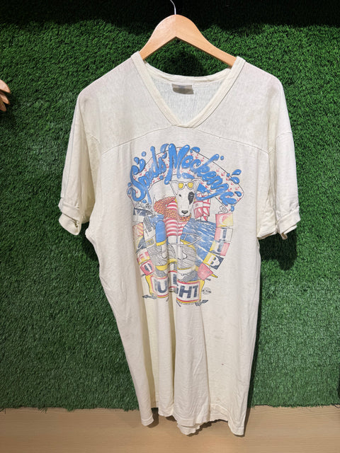 Vintage 1987 Spuds Mackenzie Bud Light V Neck Tee S L