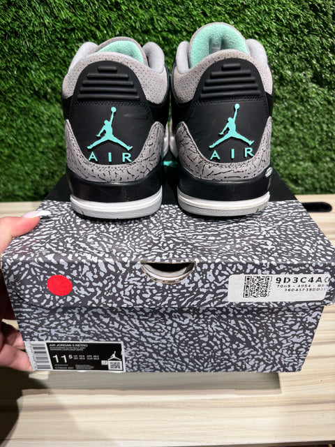 Jordan 3 Retro Green Glow Sz 11.5M