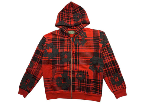 Denim Tears Plaid Cotton Wreath Zip Hoodie Red Sz S