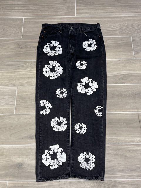 Denim Tears x Levi's Cotton Wreath 501 Black Jeans 34x34