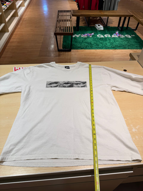 White Stussy Pronunciation Long Sleeve Sz L