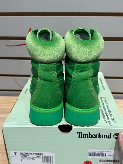 Timberland 6" Boot Off White Green Velvet Sz 5.5M/7W