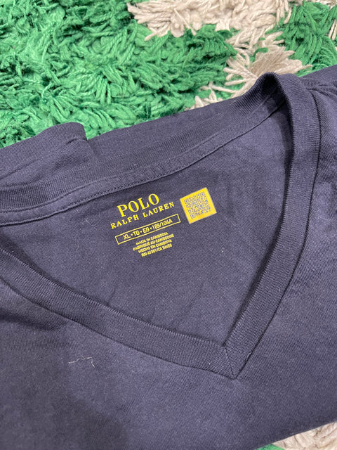 Polo Ralph Lauren Navy V-Neck Shirt Red Pony