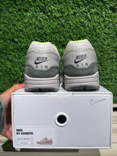 Dark Grey Suede Lime Green Nike Air Max 1 By You Sz 10.5M