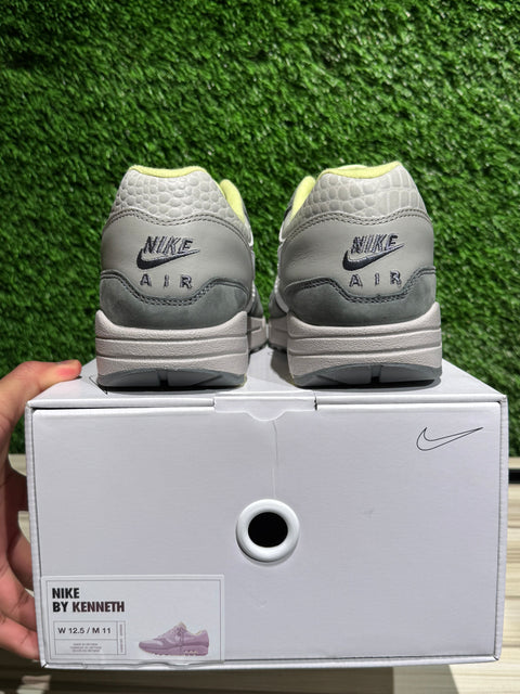 Dark Grey Suede Lime Green Nike Air Max 1 By You Sz 11M/12.5W