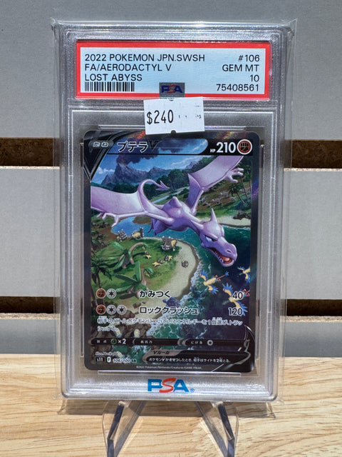 Pokémon Japanese Aerodactyl V - 106/100 - S11: Lost Abyss (S11) #106 PSA 10