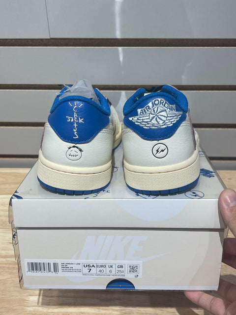 Jordan 1 Retro Low OG SP Fragment x Travis Scott Sail Military Blue Sz 7