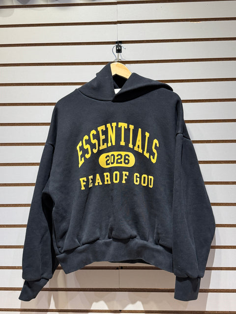 Fear of God Essentials Classic Fleece Hoodie Vintage Black Sz M