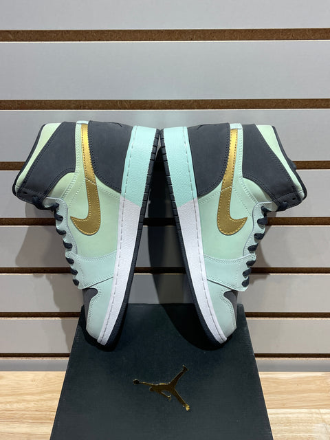 Jordan 1 Retro High Mint Foam Anthracite Metallic Gold (GS) Sz 7.5Y