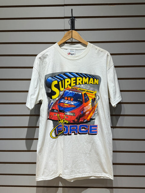 Vintage NASCAR Racing USA John Force Superman Tee Sz L