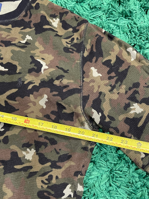 Polo Ralph Lauren Camo Waffle Thermal Long Sleeve Cotton Shirt